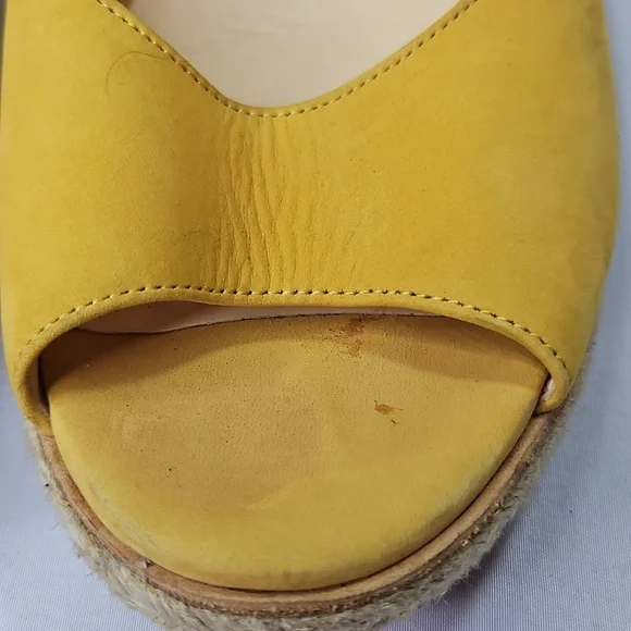 Cole Haan Yellow Wedge Espadrilles With Wooden Heel Size 10
